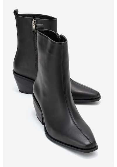 Luvishoes Luvi Shoes Lexıa Siyah Cilt Hakiki Deri Kadın Western Bot Siyah