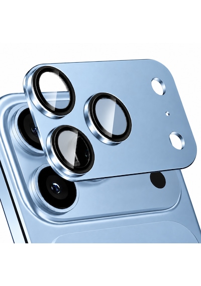 Microcase Apple Uyumlu Apple iPhone 18 Pro Max Kamera Camı Lens Koruyucu Halka Set - Al3131 Mavi