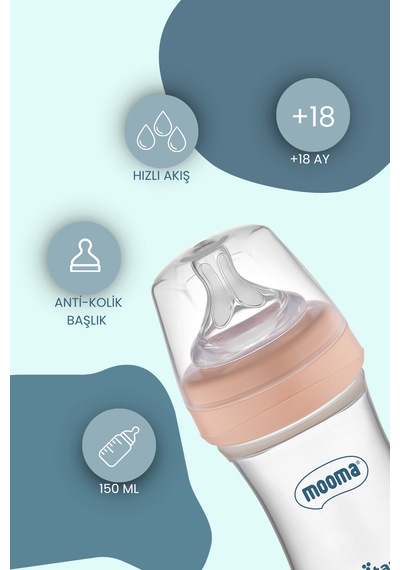 Mooma Neutra Antikolik Tritan Biberon 250 Ml 18 Ay Hızlı Akış - Old Rose