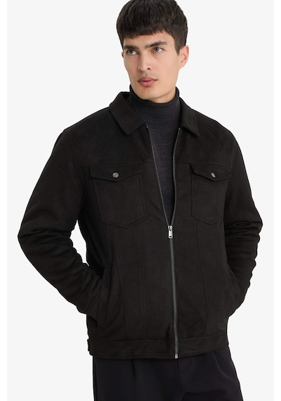 Defacto Slim Fit İç Cepli Süet Mevsimlik Baharlık Siyah Erkek Mont A3254ax/bk27 Siyah