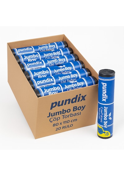 Pundix Pundıx J350 Endüstriyel Çöp Poşeti 80x110 Cm Siyah Seri Opp Ambalajlı 1 Koli 20 Rulo / 200 Adet Dayanıklı, Sızdırmaz Ve Geniş Hacimli Çöp Torbası