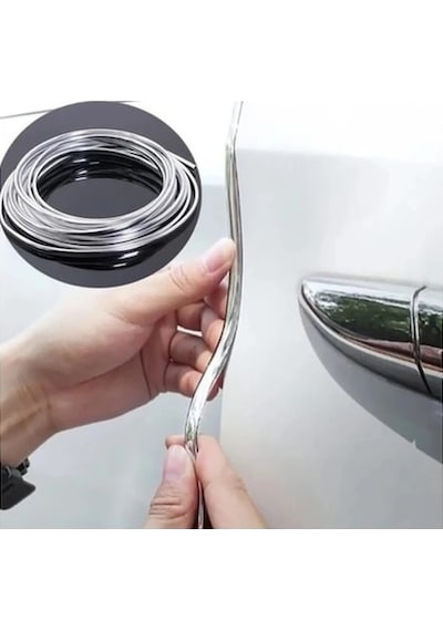 Volvo V50 Uyumlu Nikelaj Kapı Bagaj Panjur Koruyucu Geçmeli 5 Metre Krom U Tipi