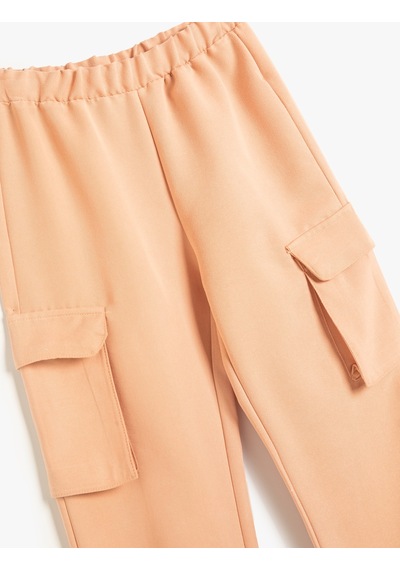 Koton Jogger Kargo Pantolon Beli Lastikli Cepli Pembe 4skg40022aw Gül
