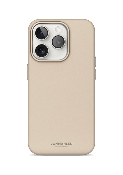 Vonmahlen Apple Uyumlu iPhone 16 Pro Max Deri Görünümlü Magsafe Kılıf Krem