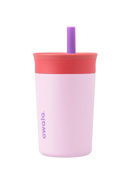 Owala 12 Oz 355 Ml Kids Pipetli Çift Katmanlı Paslanmaz Çelik Termos Sızdırmaz Kapak Açık Mor