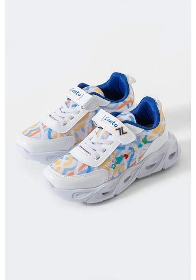 Adımist Çocuk Unisex Rahat Ortopedik Taban Işıklı Snakers Spor Ayakkabı Lento Işıklı Beyaz - Lacivert