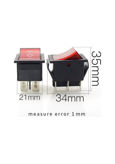 Ic-105 Geniş Kırmızı Işıklı Anahtar On-Off-On 6 Bacaklı 5 Adet