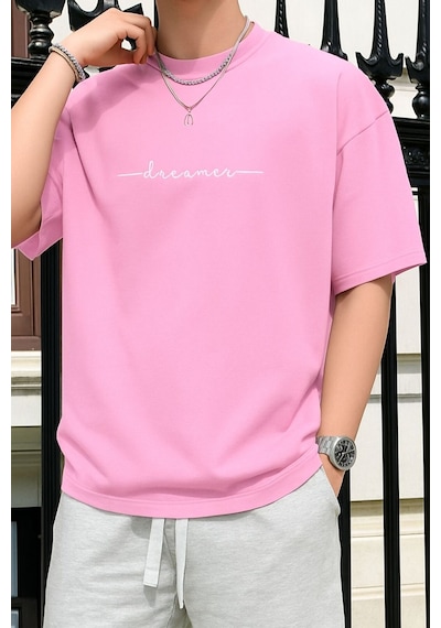 Dream Baskılı Unisex Tshırt 3q1 Pembe