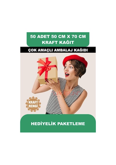 50 Adet 50cm X 70cm 100 Gr. Kraft Ambalaj Kağıdı, Çeyiz Ev Eşyası Hediye Ürün Paketleme, Çocuk Etkinlikleri