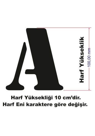 Stencil Harf Boyama Şablonu X012 Harf Yüksekliği 10 Cm