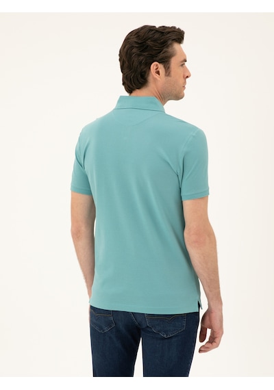 Mint Melanj Slim Fit Polo Yaka Merserize T-shirt Yeşil