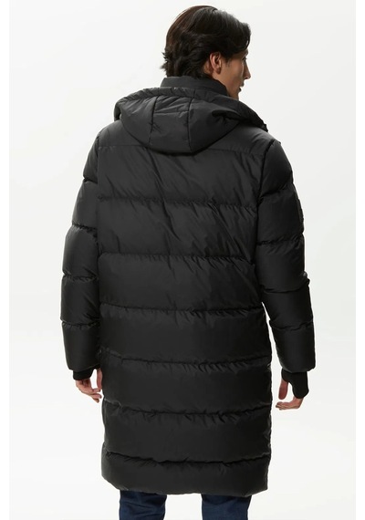 Lacoste Down Fill Parka Black Uzun Boy Kaz Tüyü Dolgulu Çıkartılabilir Kapüşonlu Erkek Parka Siyah