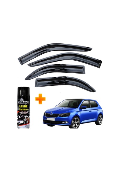 Skoda Fabia Mügen Cam Rüzgarlığı 2014 - 2019 Arası 4 Lü Takım +500ml Lastik Parlatıcı