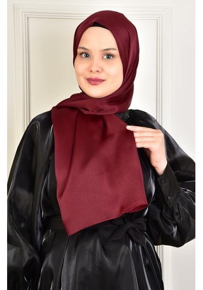 Burden Ipek Janjan Saten Şal Bordo Bordo