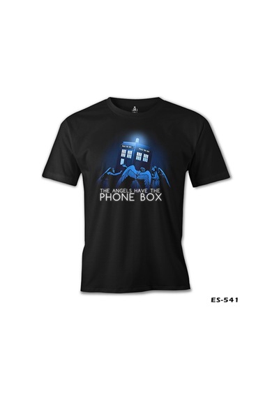 Doctor Who - Angels Have The Phone Box Siyah Erkek Tshirt