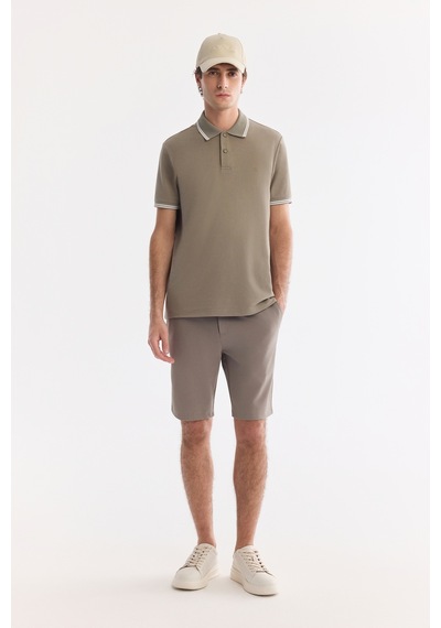 Avva Erkek Yeşil Kıvrılmaz Polo Yaka Pamuklu Teknik Kumaş Regular Fit T-shirt A61y1097
