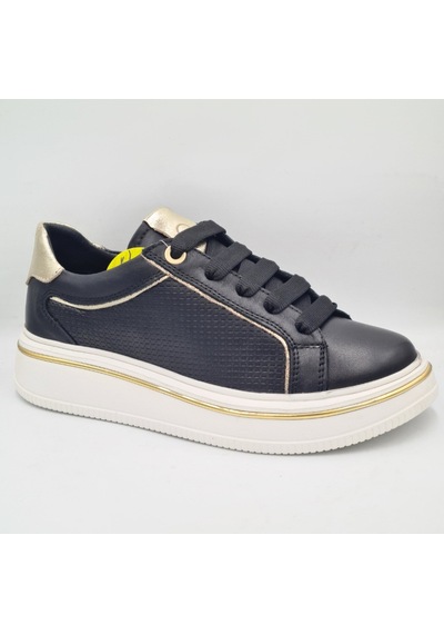 Mammamia D26ya-3890 Siyah Altın Hakiki Deri Kadın Günlük Casual Sneaker Atakkabı Siyah