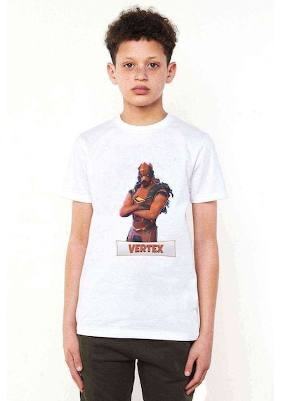 Tshirthane Vertex Baskılı Unisex Çocuk Beyaz T-Shirt