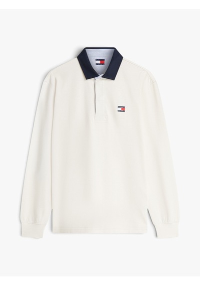 Tommy Hilfiger Tjm Rlx Ess Badge Rugby Erkek Bej T-shirt - Dm0dm23070