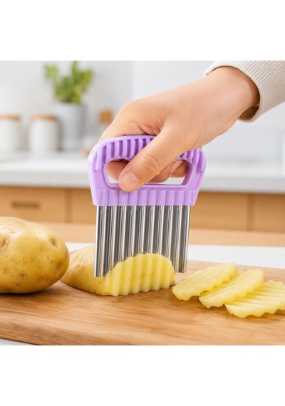 Tr Dalgalı Sebze Dilimleyici Ve Patates Kesici Paslanmaz Çelik Bıçaklı, Ergonomik Saplı Tırtıklı Doğrayıc Genel