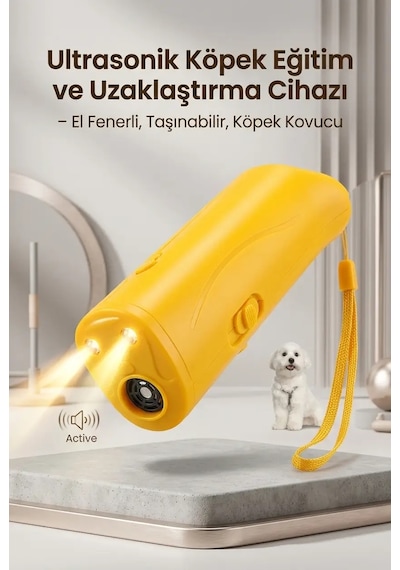 Bay Sarı Ultrasonik Köpek Kovucu El Fenerli Eğitim Cihazı Günlük Taşınabilir Pratik Model Najmaddin
