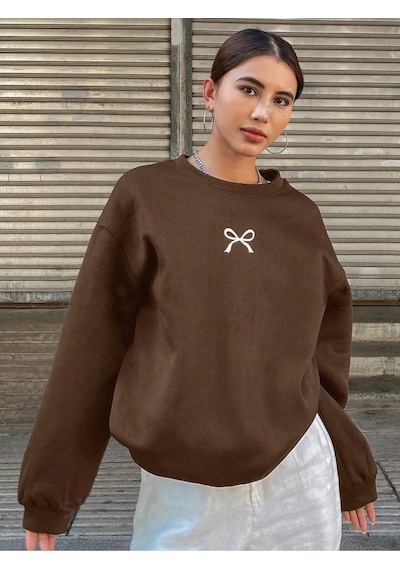 Startmore Kahverengi Unisex Erkek/kadın Kurdalye Özel Renkli Oversize Bisiklet Yaka Pamuklu