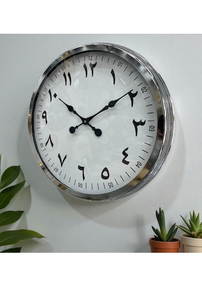 60 Cm Krom Metal Farsça Duvar Saati Diğer