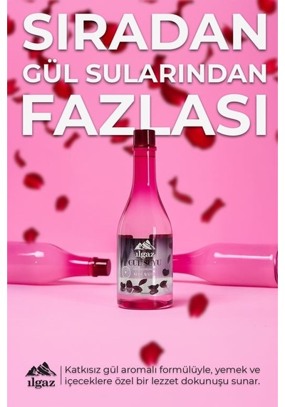 İlgaz Gıdaya Eklenebilir Ve İçilebilir Gül Suyu 400 Ml Gül Aromalı 24'li Paket