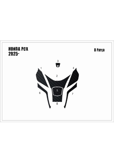 Honda Pcx 2025- Tank Pad Ve Grenaj Kaplama 8 Parça Siyah 88952960