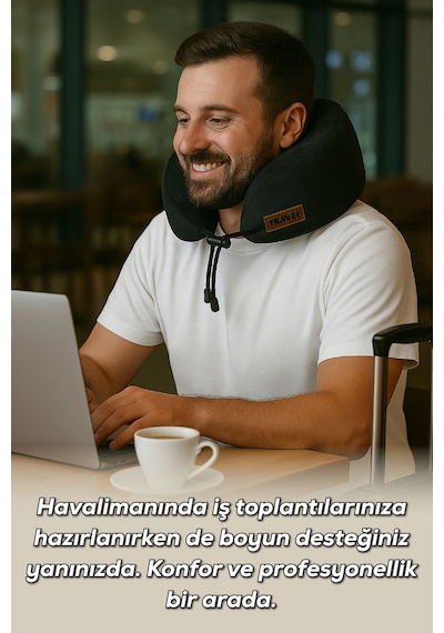 Viscofoam Cosy Ortopedik Seyahat Yastığı Visco Boyun Destekli Seyahat Yastığı - Siyah | Ergo Travel