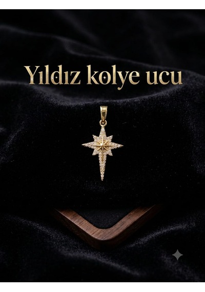 Yıldız Detay Tasarım Kolye Ucu 03 - Altın