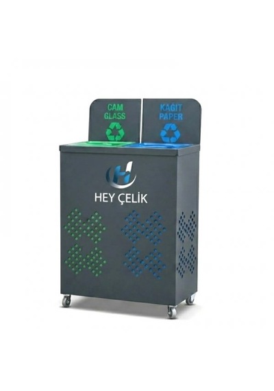2 Li Sıfır Atık Geri Dönüşüm Kutusu Gd-1006 Metal Atık Ayrıştırma Ünitesi Hey Çelik