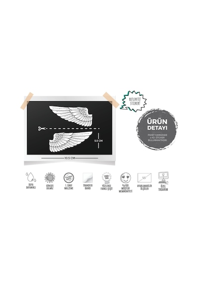 Bay Etiket Rfhlm48 Reflektif Kanat Sticker Seti Sol Sag Simetri