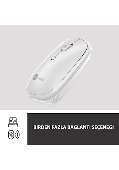 Lecoo WS209 Kablosuz 6 Tuşlu 1600DPI Çift Modlu Şarj Edilebilir Optik Mouse