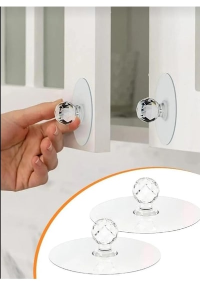 Yapışkanlı Kristal Kulp Askı Dolap, Ayna, Kapak Çekme Kulbu Topuz