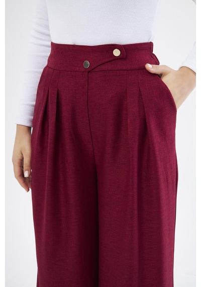 Lovelf Bol Paça Yünefekt Pantolon Bordo
