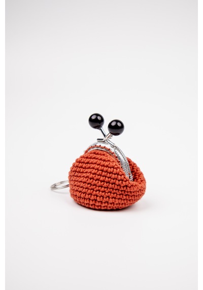 Fabric Craft Bag Mini Bozuk Para Cüzdanı Anahtarlık Klipsli Kiremit