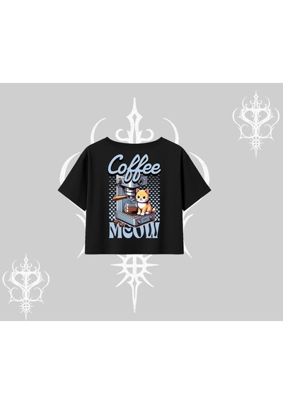 Startmore Coffee Meow Kahve Temalı Kedi Arka Baskılı Oversize Crop Tshirt Siyah Startmore Coffee Meow Kahve Temalı Kedi Arka Baskılı Oversize Crop Tshirt Siyah