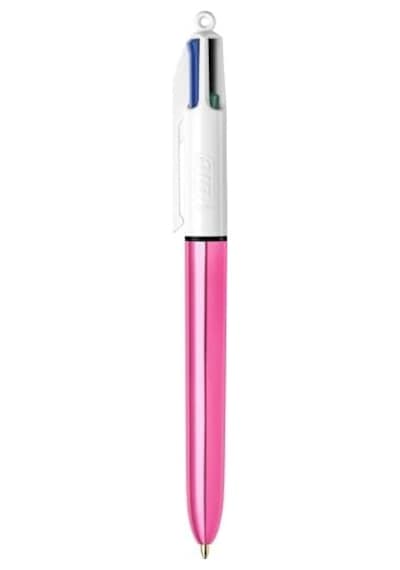 4 Colours Shine Pembe Gövde Tükenmez Kalem 12&apos Li Kutu, 4 Renk Mavi, Siyah,yeşil Ve Kırmızı , 1.0 Mm. Uç -