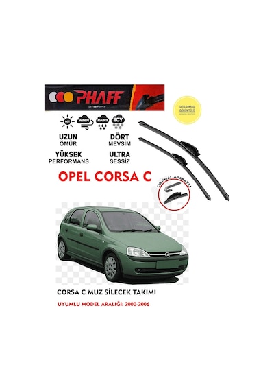 Opel Corsa C Ön Cam Muz Silecek Silgeç Takımı 2005 Model Araca Özel Aparat