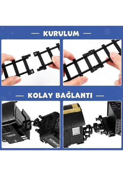 Oyuncak Pilli Raylı Tren Seti - Gerçekçi Buhar, Işık Ve Ses Efektli - 15 Parça Büyük Boy 135x75 Cm