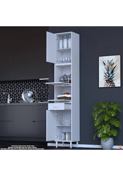 Modilayn Ece Kapaklı Çekmeceli Çok Amaçlı Kiler Dolabı - Mutfak Ve Kahve Köşesi 50 Cm Beyaz Modilayn Ece Kapaklı Çekmeceli Çok Amaçlı Kiler Dolabı - Mutfak Ve Kahve Köşesi 50 Cm Beyaz