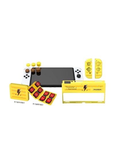 Switch Oled 3in1 Standlı Rnkli Kılıf Analog Yükseltici Ve Koruyucu Kart Kutusu Sarı