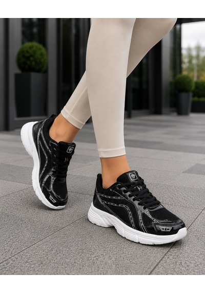 Homiro Unisex Rahat Günlük Spor Ayakkabı Yazlık Hafif Fileli SİYAH-BEYAZ