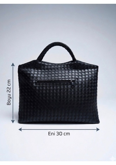 Addy Siyah İntrecciato Minimalist Örgü Dokulu El Çantası