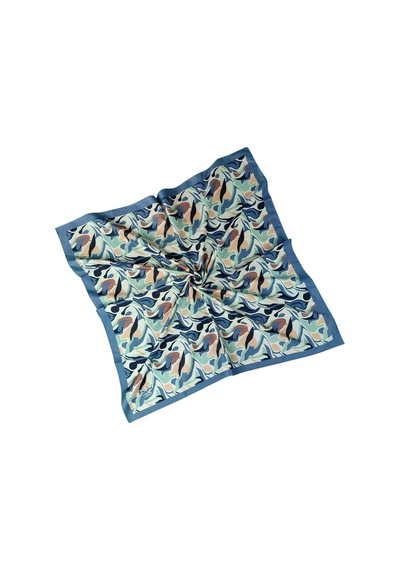 Mim Eşarp Vav İpek Kadın Micro Twill Sport Desenli Eşarp Mavi