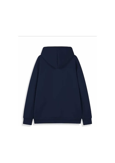 Caddekombin The Boston Est Baskılı Kapüşonlu Cepli İçi Yünlü Lacivert Sweatshirt Lacivert