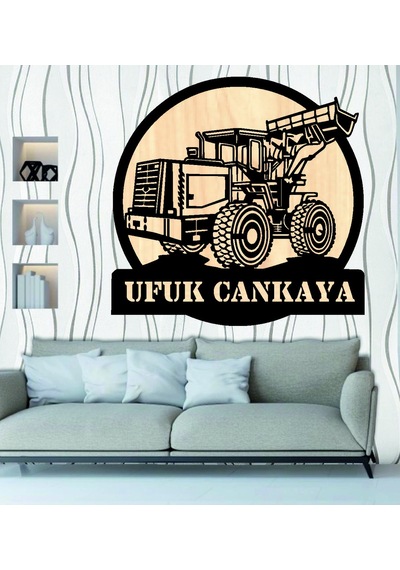 Kişiye Özel Exclavator İnşaat Şantiye Temalı Ahşap Duvar Tablo