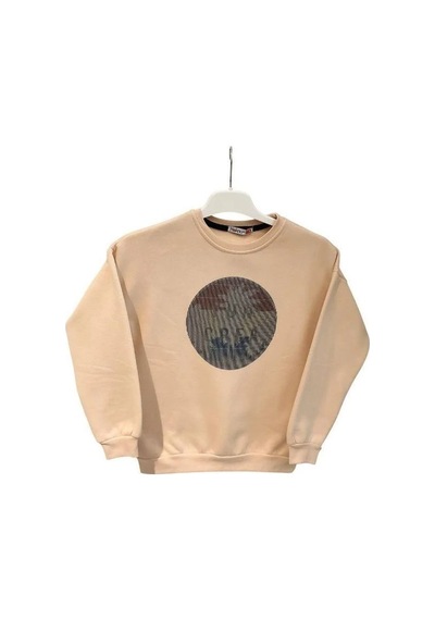 Cantoy Erkek Çocuk İçi Şardonlu Baskılı Sweatshirt-15198 Bej