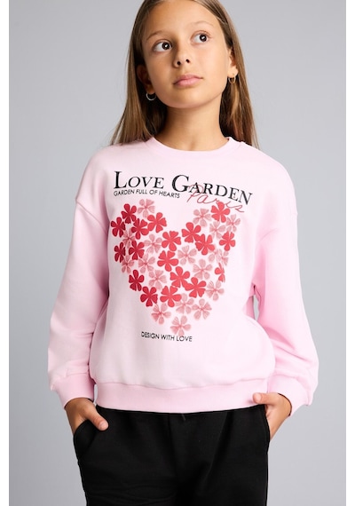 Defacto Relax Fıt Bisiklet Yaka Kalp Desenli Sweatshirt Kız Çocuk I4150a826aupn47 Pembe-pn47